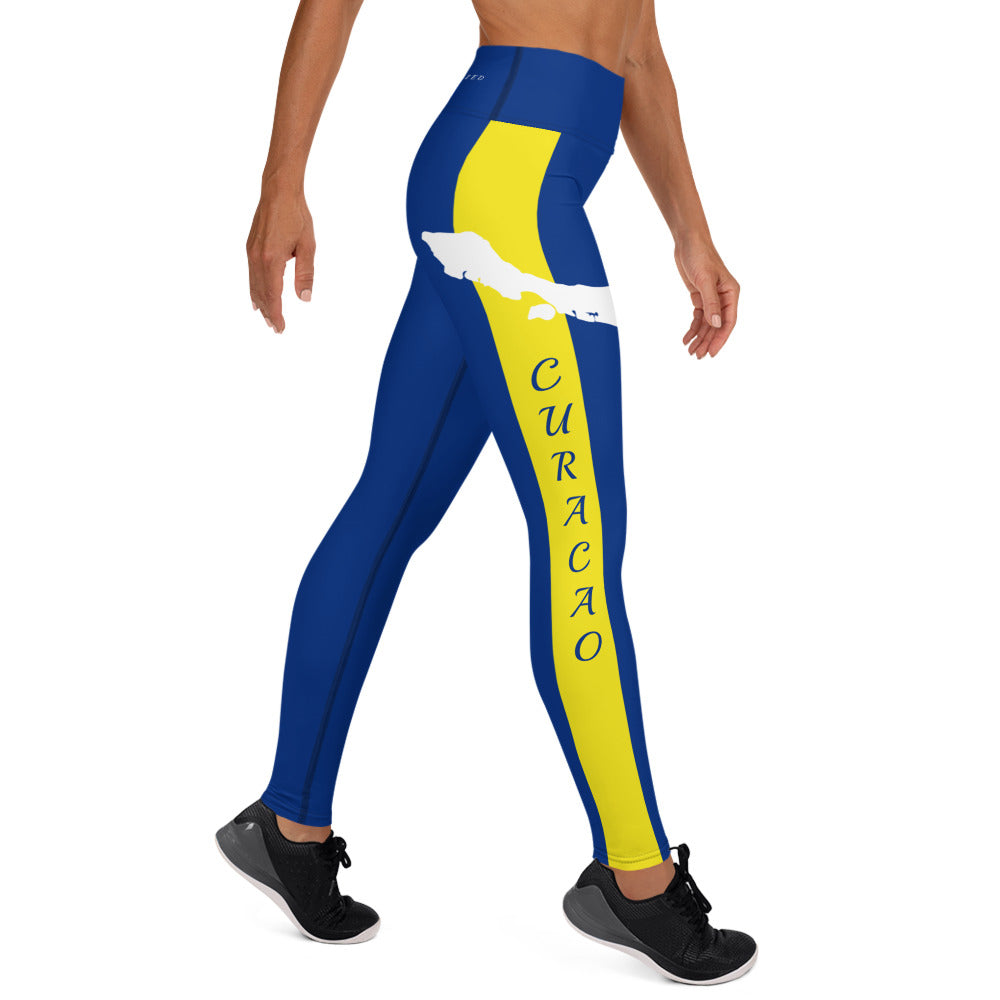 Curacao Flag Yoga Leggings (Blue)-Fete Massive