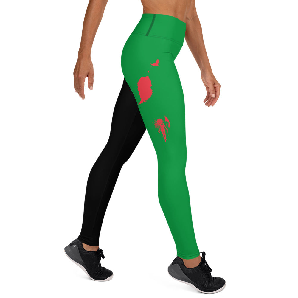 Grenada Yoga Leggings (Green with Black)-Fete Massive