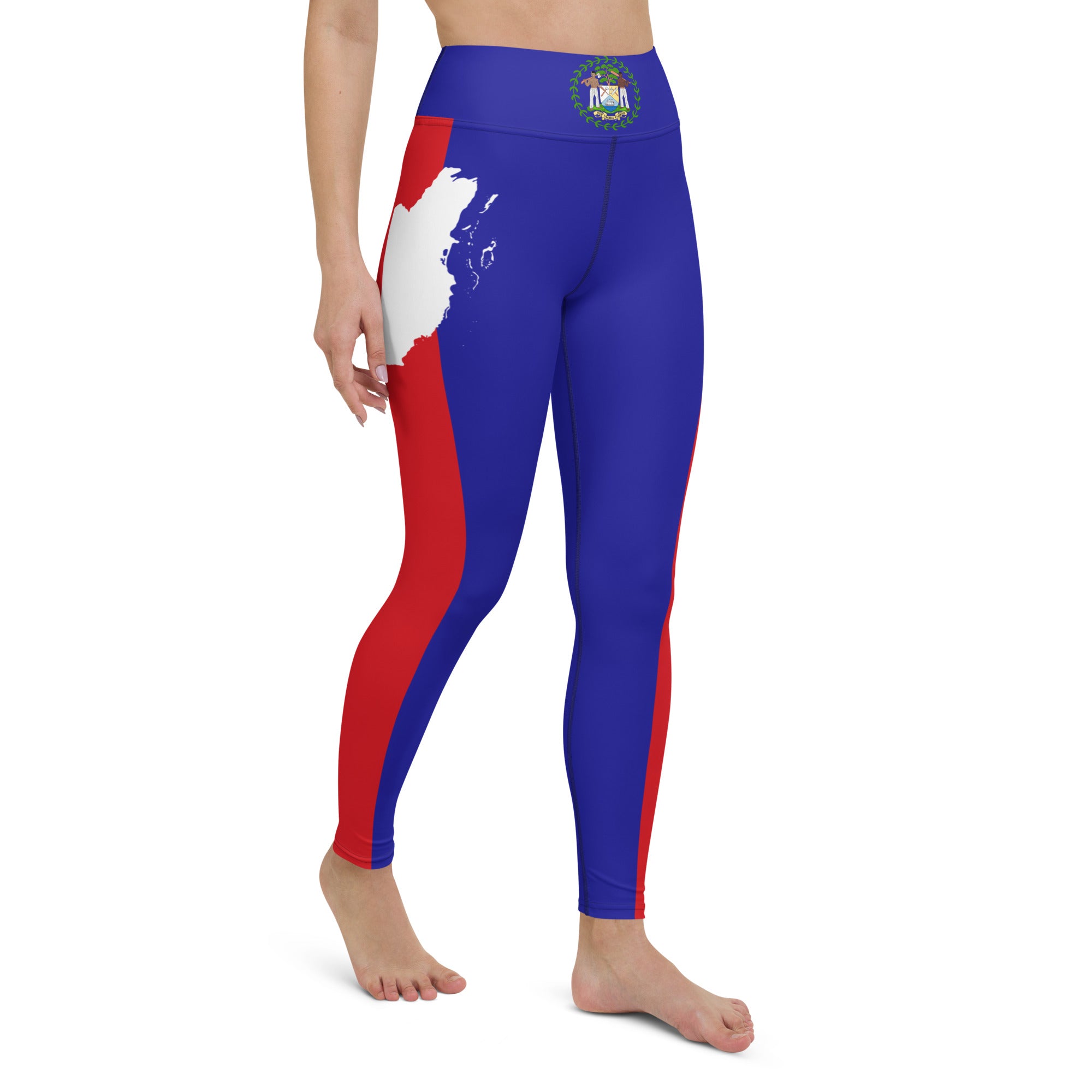 Belize Flag Yoga Leggings-Fete Massive