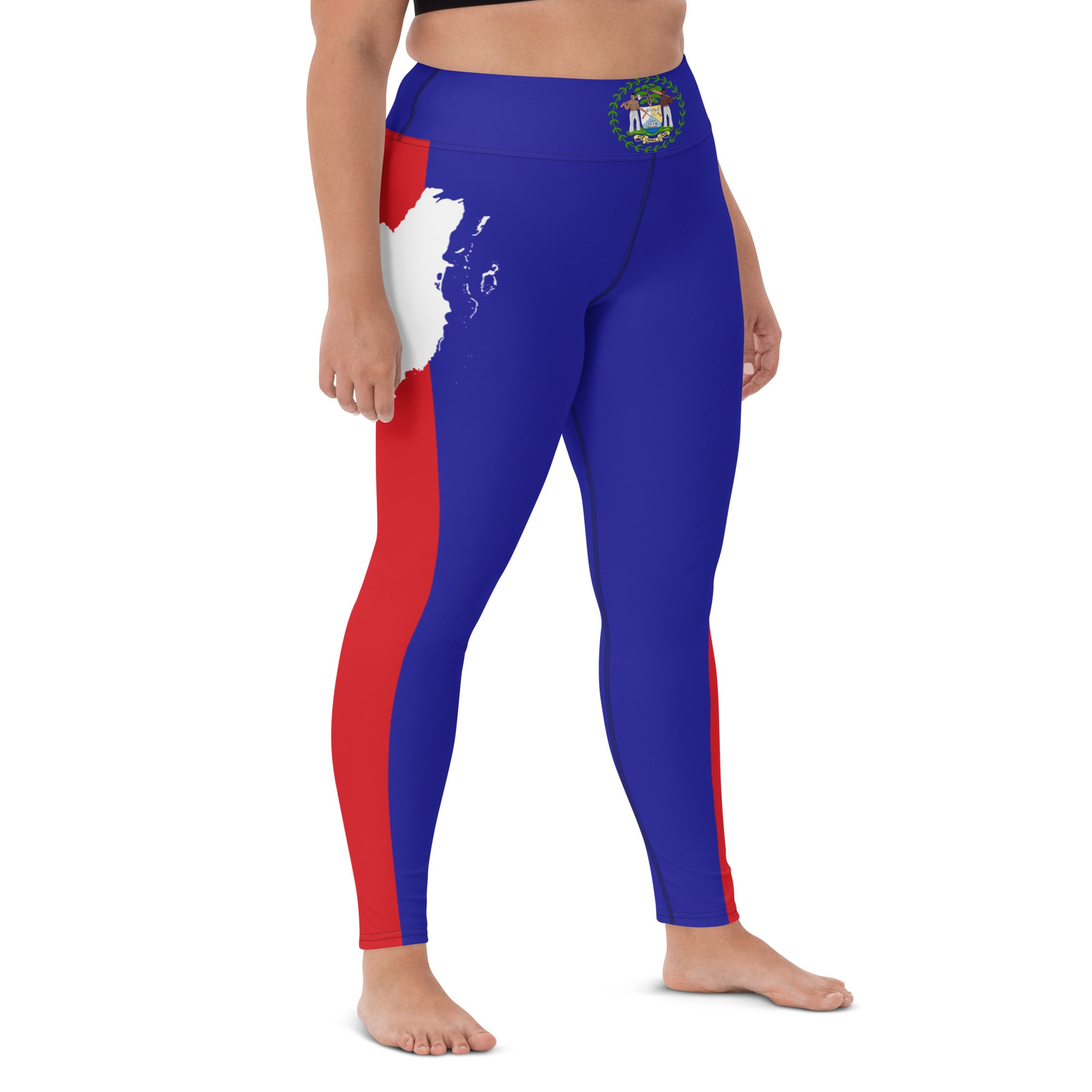 Belize Flag Yoga Leggings-Fete Massive