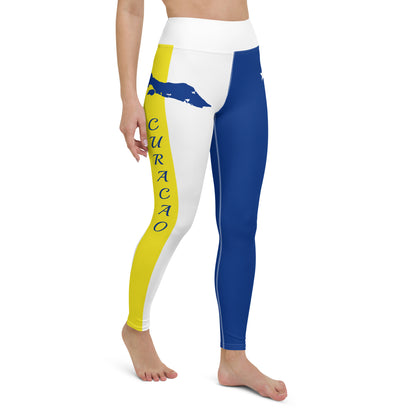 Curacao Flag Yoga Leggings (White)