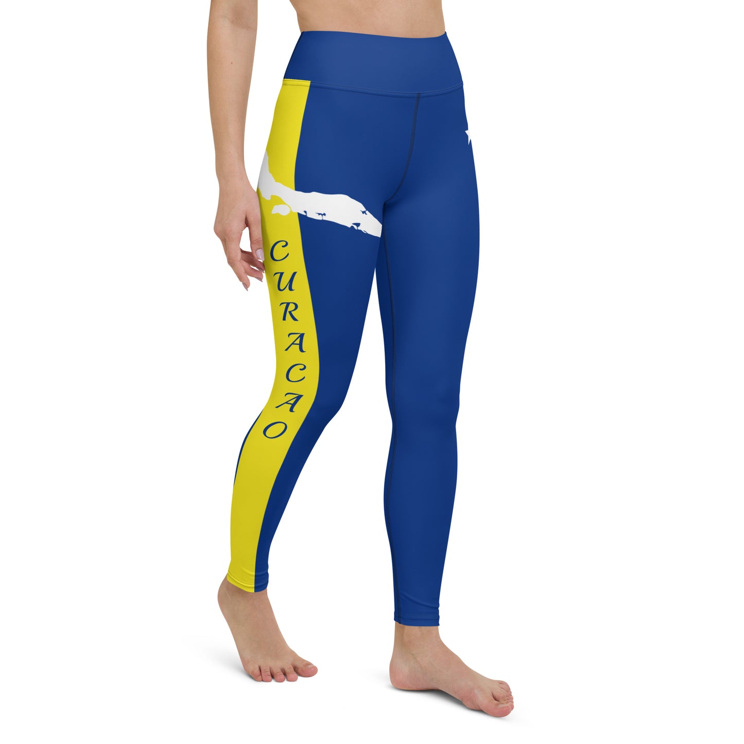 Curacao Flag Yoga Leggings (Blue)