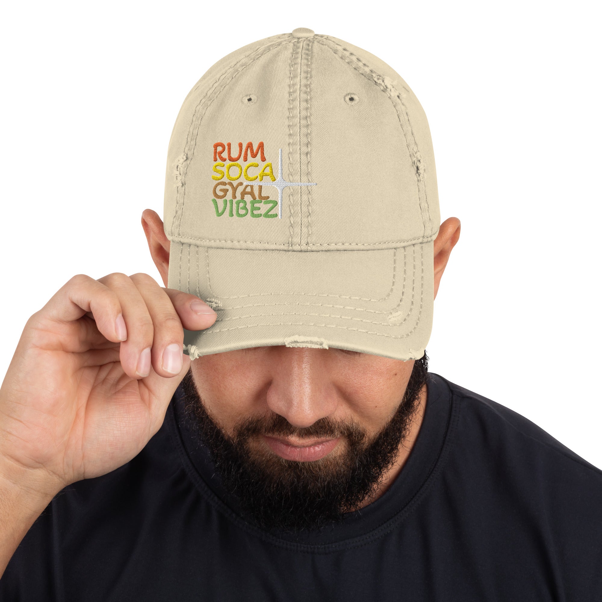 Rum, Soca, Gyal, Vybz Distressed Dad Hat-Fete Massive