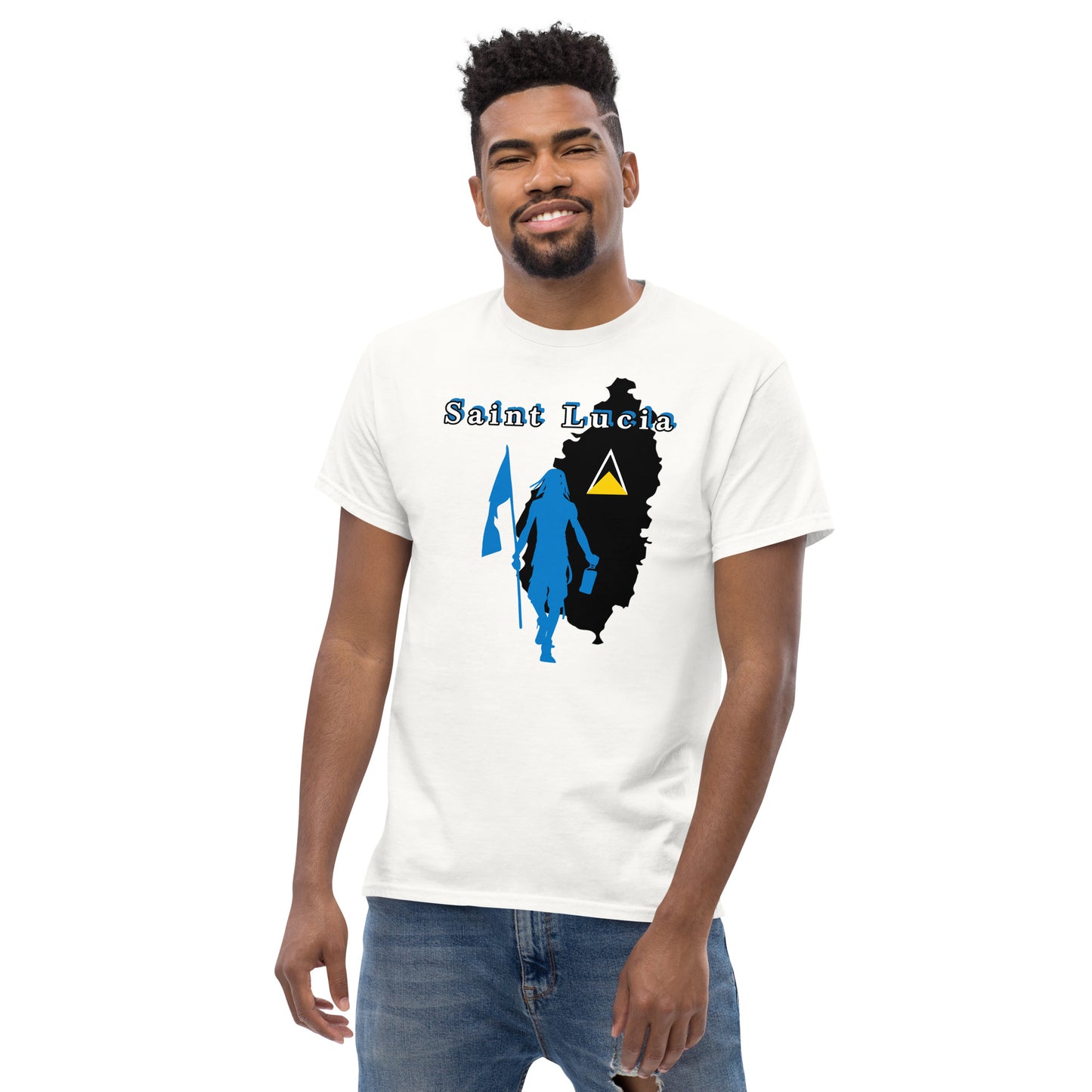 Saint Lucia Island Tee with Flag Mon