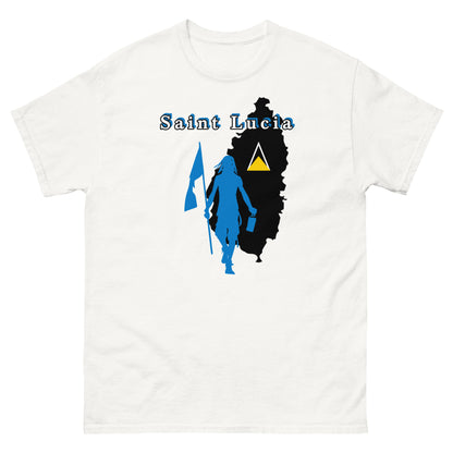 Saint Lucia Island Tee with Flag Mon