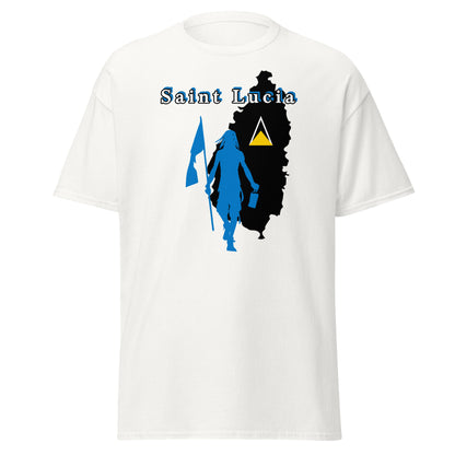 Saint Lucia Island Tee with Flag Mon