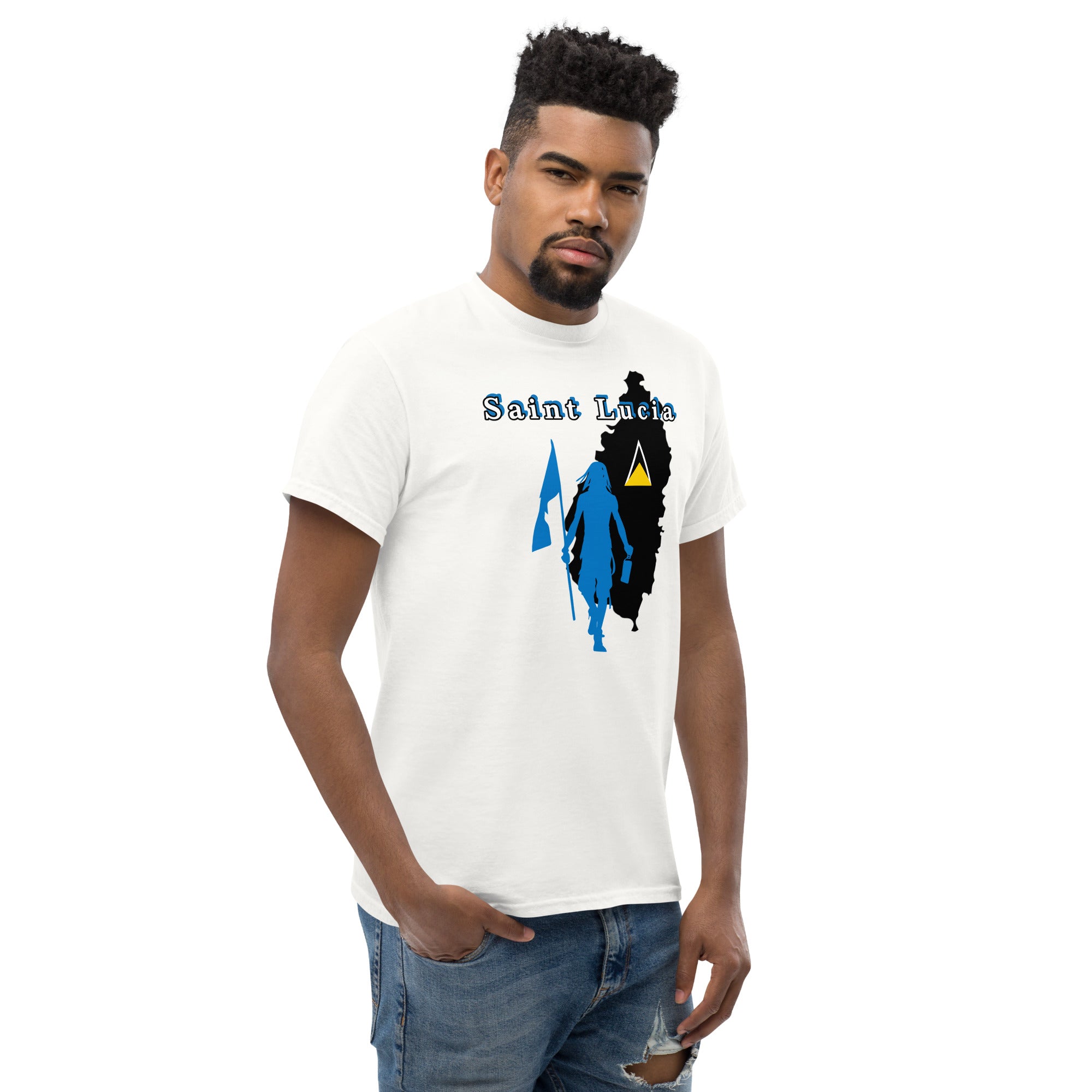 Saint Lucia Island Tee with Flag Mon-Fete Massive