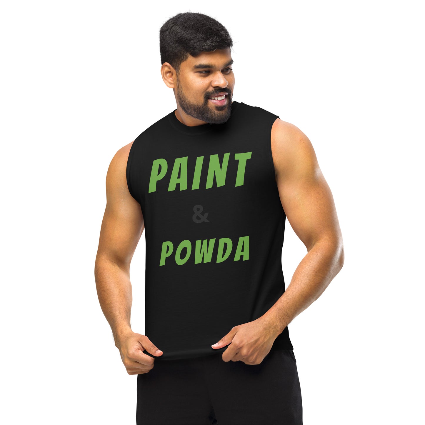 Paint and Powda (Lime green) Muscle Shirt